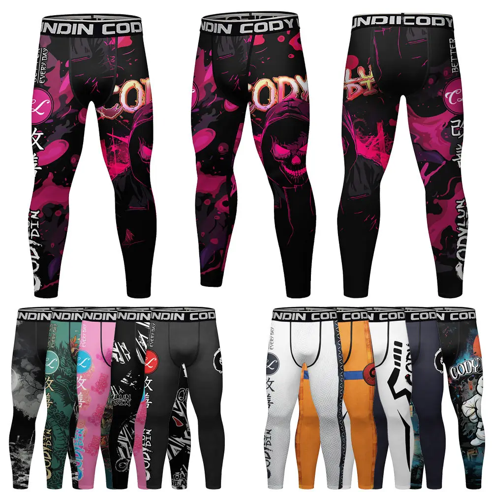 Men's Rashguard MMA Fight Leggings Jiu Jitsu Boxing Compression Grappling Pants for Training & Combat Sports Muay Thai Clothing