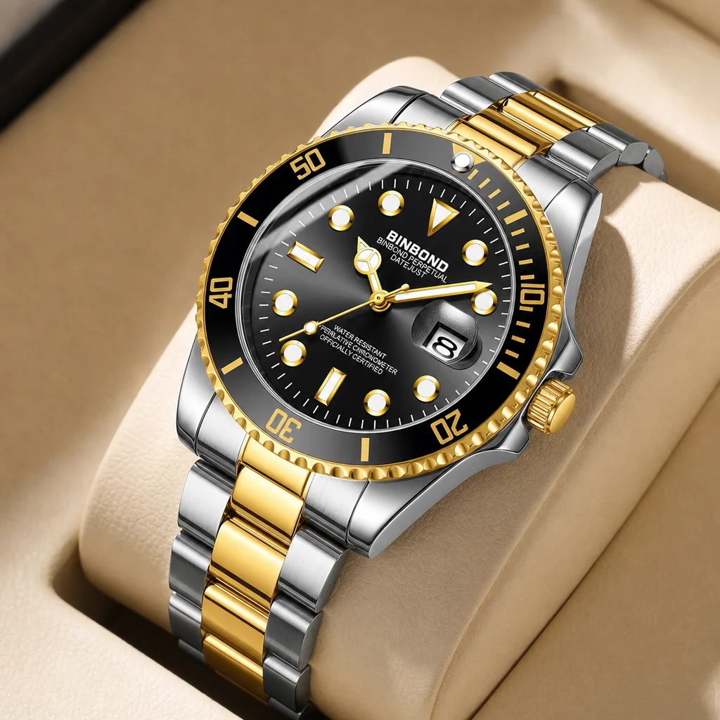 

1pcs Men's Fashion Watch Double Color Strap Black Dial Date Display Casual Business Daily Wear Trendy Comfortable Wristw