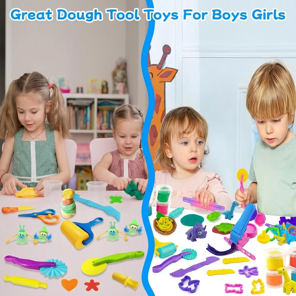 4-45-teiliges Kinder-Knetmasse-Werkzeugset mit verschiedenen Tierformen, Meeresmuschel-Ausstechern, Teigrollern, Plastilin-Formen und Ton-Zubehör – Detail 9