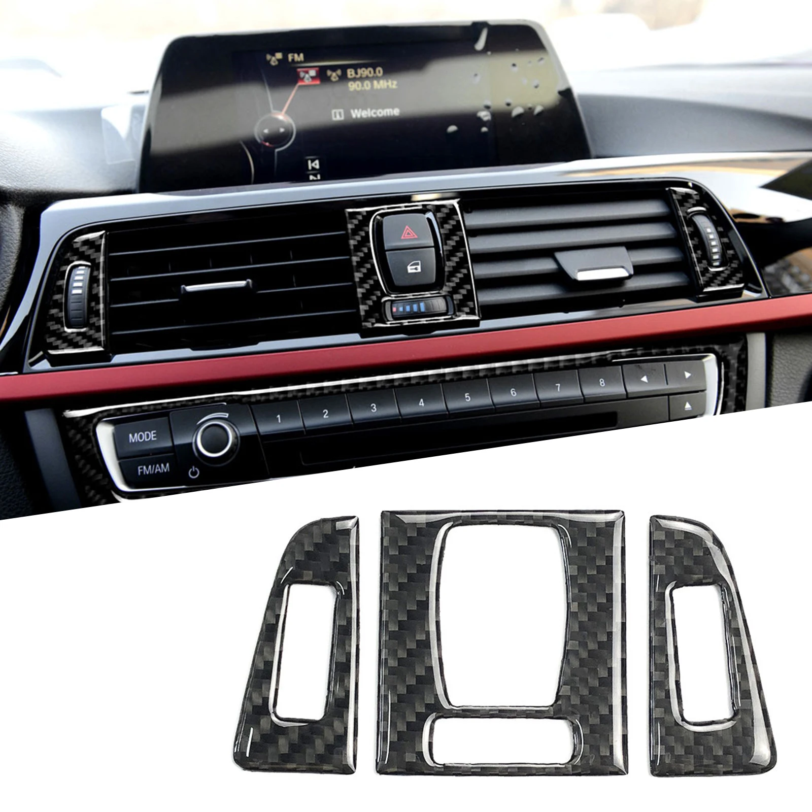 For BMW F30 F31 F32 F33 F34 320i 428i 3 Series Carbon Fiber Car Air Vent Outlet Cover Trim A/C Vent Air Conditioning Outlet Trim