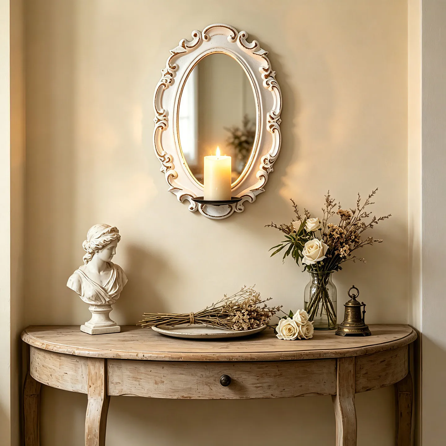 French retro carved wall mirror candle holder corridor wall decoration mirror candle holder B & B villa cafe wall decoration