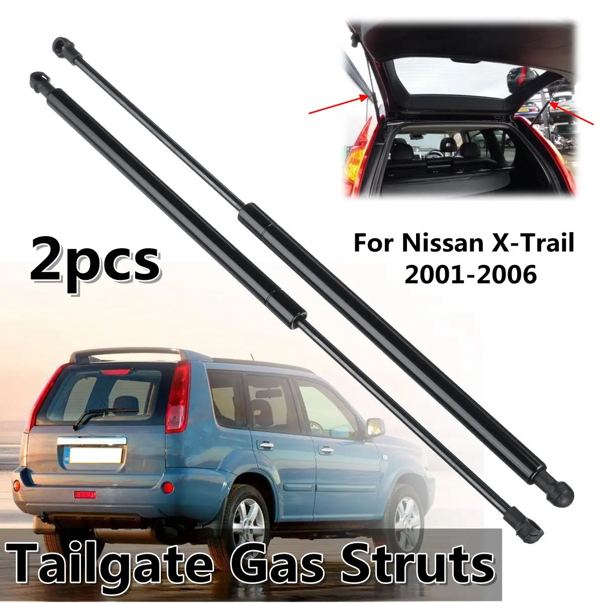 2PCS Gas Spring Support Rods Rear Trunk Shock Absorber Suitable For Nissan X-Trail 2001-2006 90450-8H31A 90451-8H31A