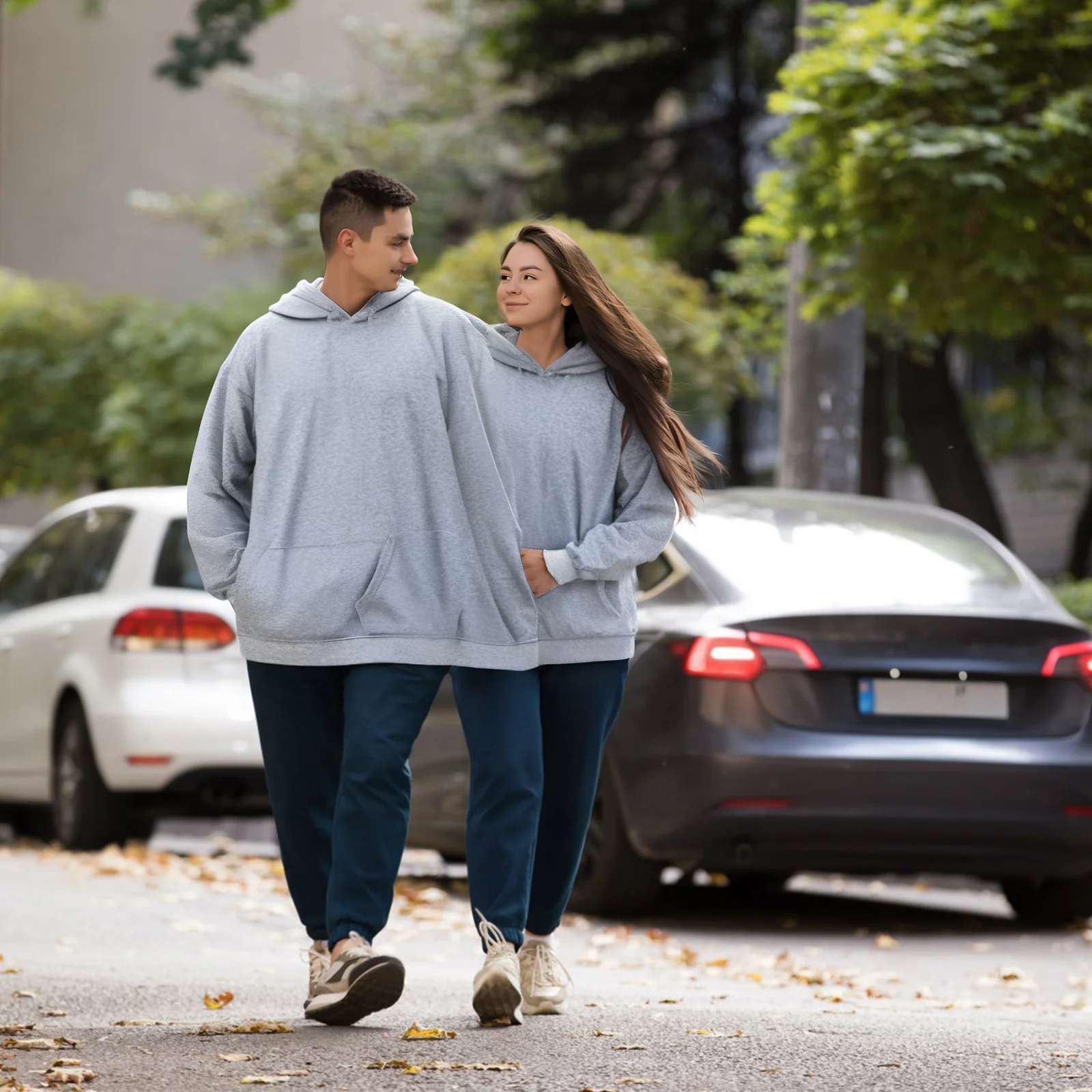 

Matching Hoodies For Couples Oversize Double Hoodie 1 Gray Polyester Universal Size Conjoined Sweatshirt Couple Pullover