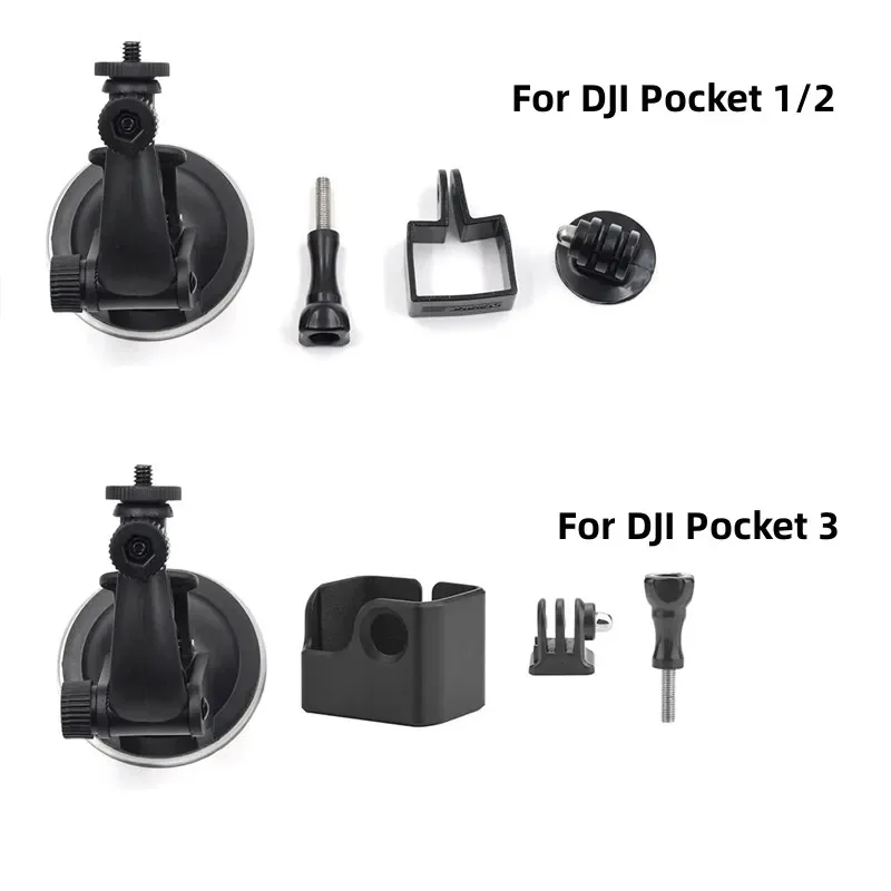 Car Suction Cup Holder Mount with Gimbal Adapter Clip Frame for DJI Pocket 3 Osmo Pocket 1/ 2 Camera  Accessories