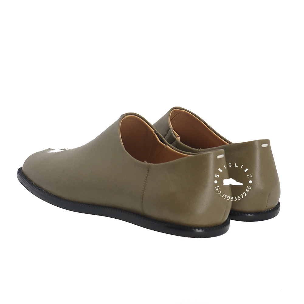 Slip-On-Tabi-Schuhe für Herren, neuartiger Designer-Stil, bequeme flache Schuhe, einfarbig, geteilte Zehen, lässige Business-Schuhe, Schwarz, Beige