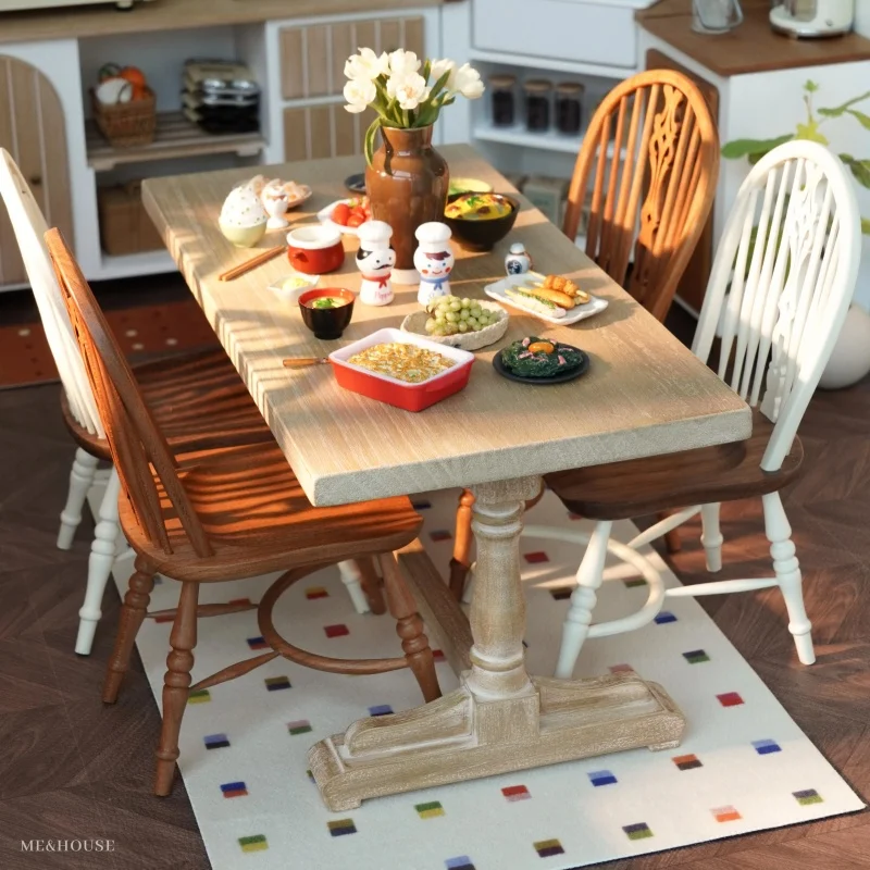 1/6 بيت الدمية نموذج صغير اكسسوارات الأثاث المطبخ خمر طاولة طعام Bjd Blyth الجندي Lol المنمنمات المشهد الدعائم ديكور