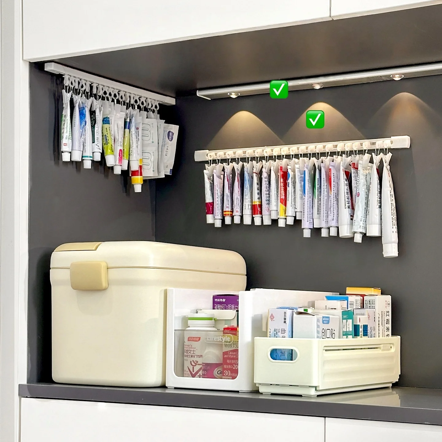 Hängende Salbe Lagerung Artefakt Schrank Tür Auf Den Kopf Ausziehbare Schiene Abstrich Salbe Lagerung Clip Medizin Lagerung Rack – Detail 13