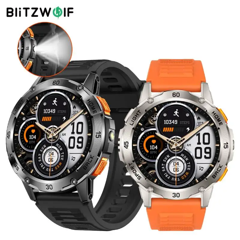 

BlitzWolf BW-AT7 1,53-дюймовый экран Встроенный фонарик Bluetooth Вызов Монитор сердечного ритма и кислорода в крови Мониторинг сна Смарт-часы