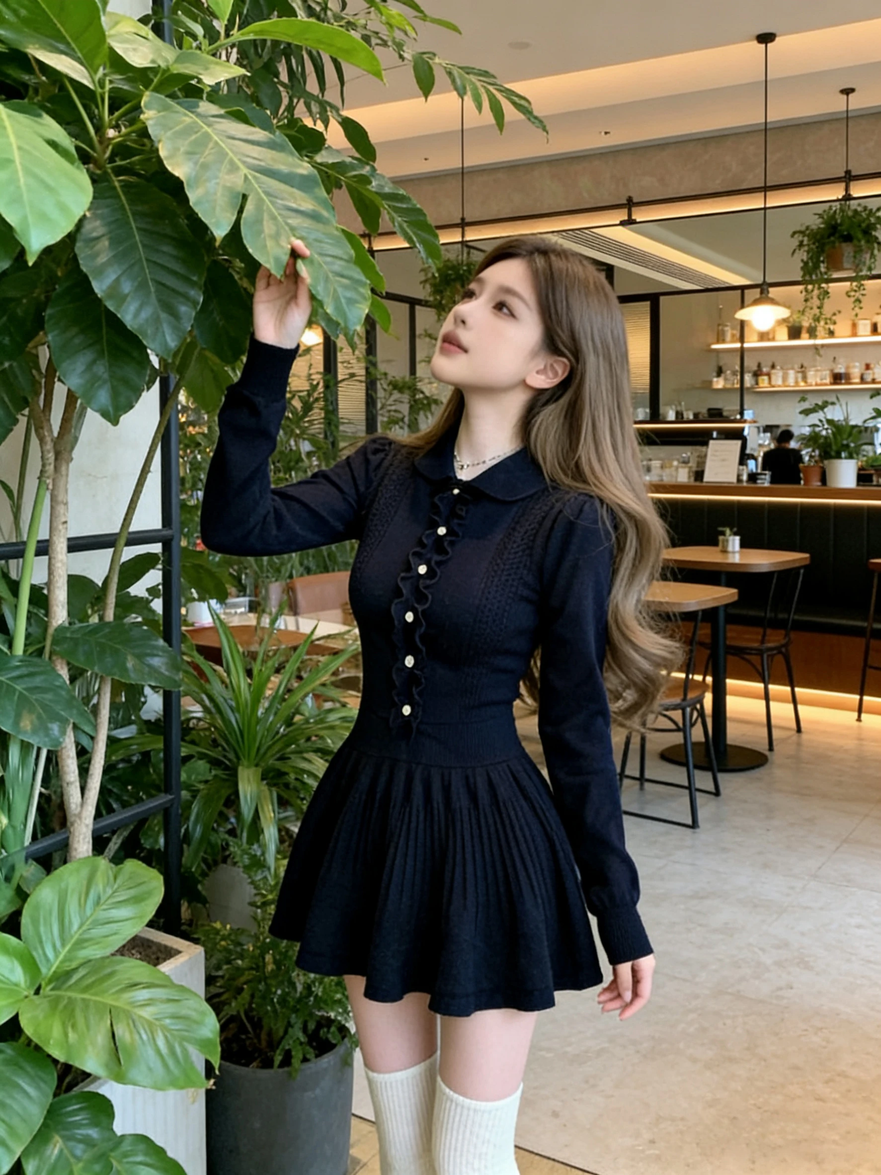 

Синий вязаный комплект: свитер и юбка для женщин, зимний модный облегающий комплект с юбкой А-силуэта, длинными рукавами и пуговицами.