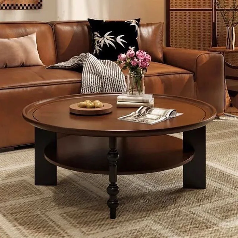 Home small table, small-sized living room, new furniture, French retro tea table,solid wood round American tea table,side tables