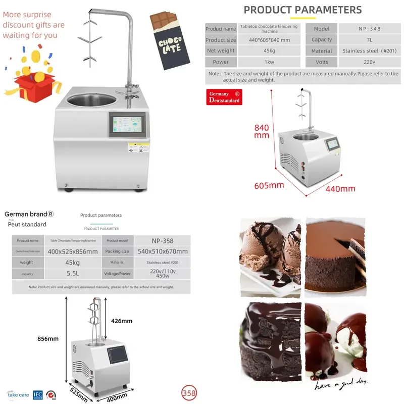 

Mini Chocolate Tempering Machine Dispenser Desktop Chocolate Dispensing Machine Engine Multifunctional Restaurant Packaging