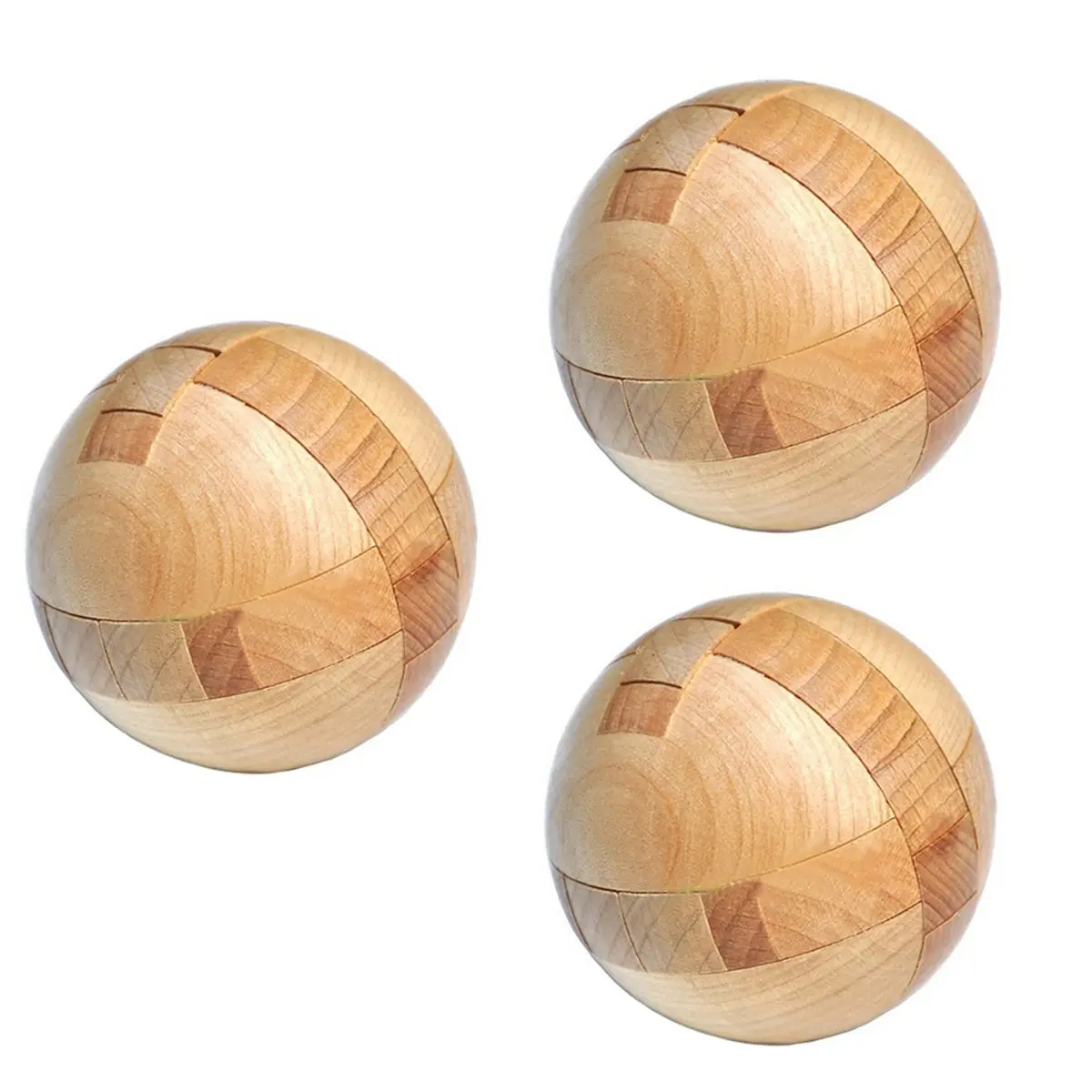 A07I 3X Wooden Puzzle Magic Ball Brain Teasers Intelligence Game Sphere Puzzles For Adults/Kids