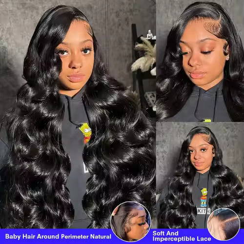 Body Wave Human Hair Wigs 13x6 Hd Lace Frontal Wigs 220 Density 40 Inch For Black Women Pre Plucked Loose Wave Lace Frontal Wig - Image 3