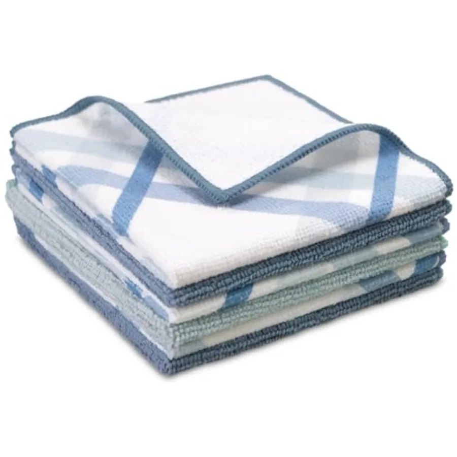 

Dish Cloths for Washing Dishes Microfiber Cleaning Cloth for Home Blue/Plaid 12 in. x 12 in. 6PK Iludes 3X Dish Scrubber 3X Sol