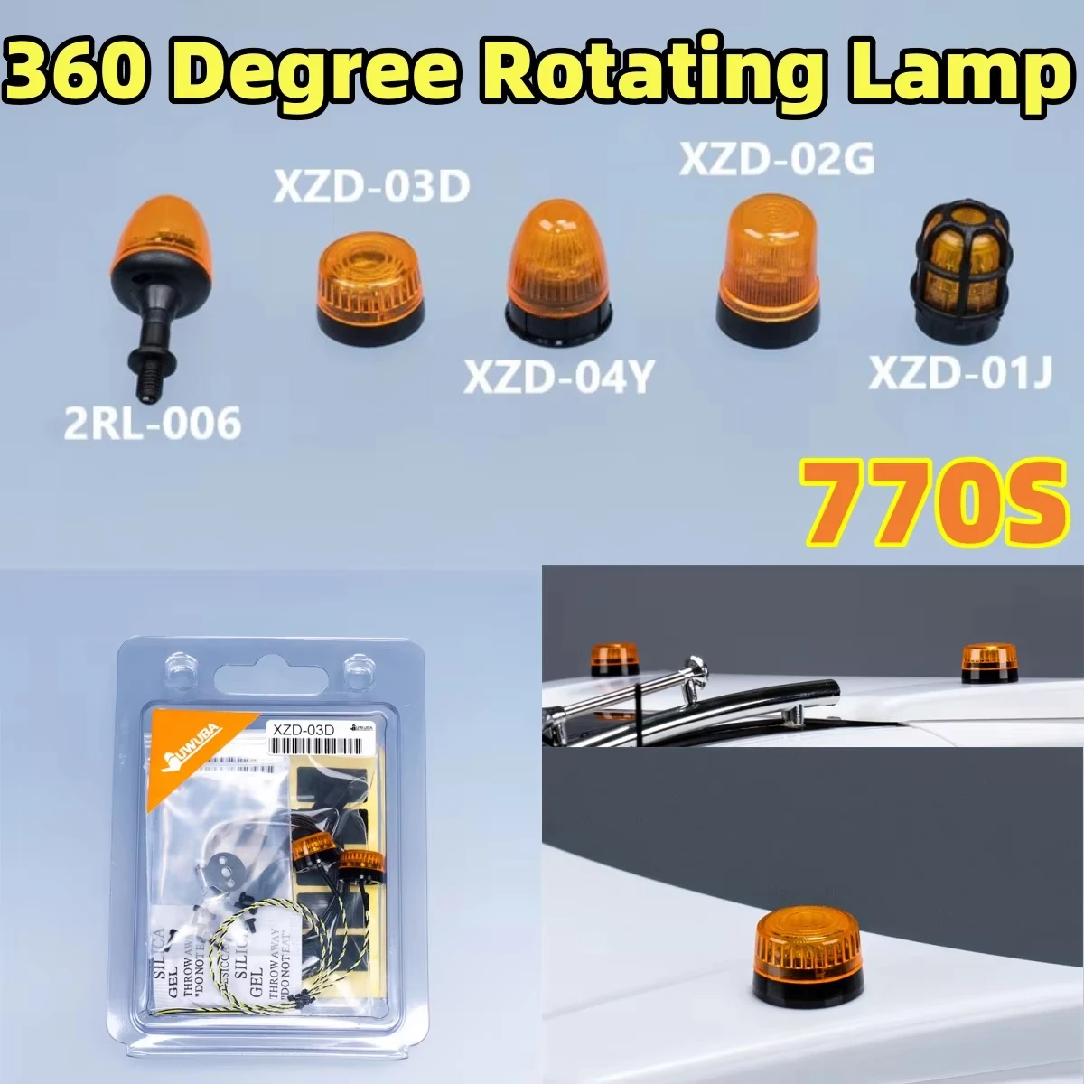 RC 360 Degree Rotating Lamp For 1/14 Tamiya RC SCANIA 770S BENZ MANN VOLVOO Warning Light Dump Truck Remote Control Toy Parts