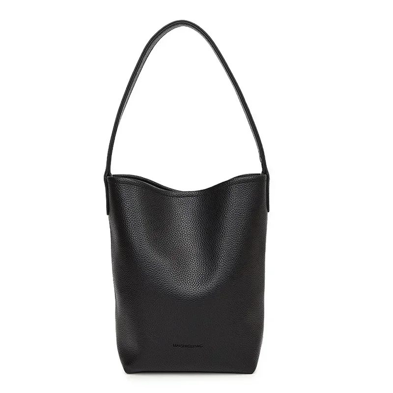 

Soft Leather Lychee Pattern Bucket Bag 2025 New Lazy Style Large Capacity Bag Premium Commuter Single Shoulder Crossbody Пакет