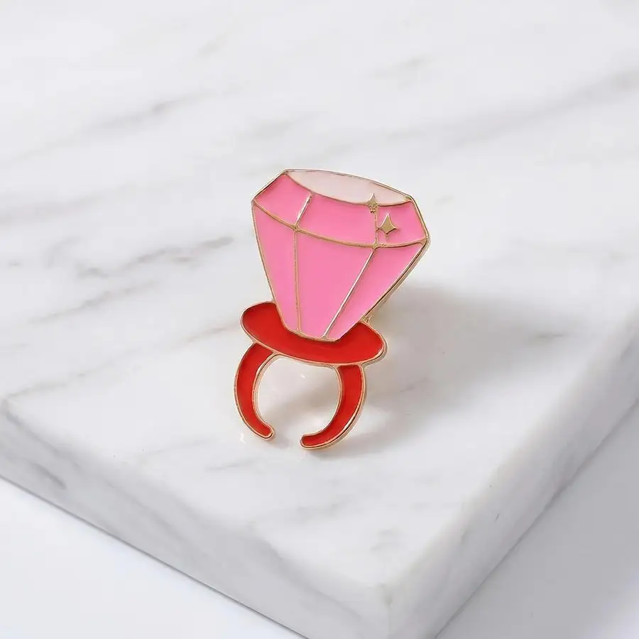 1/5/10/20/50/100pcs New Cartoon Ring Shaped Brooch, Men's and Women's Couple Alloy Drip Oil Badge Funny Positive Mini Items Smal