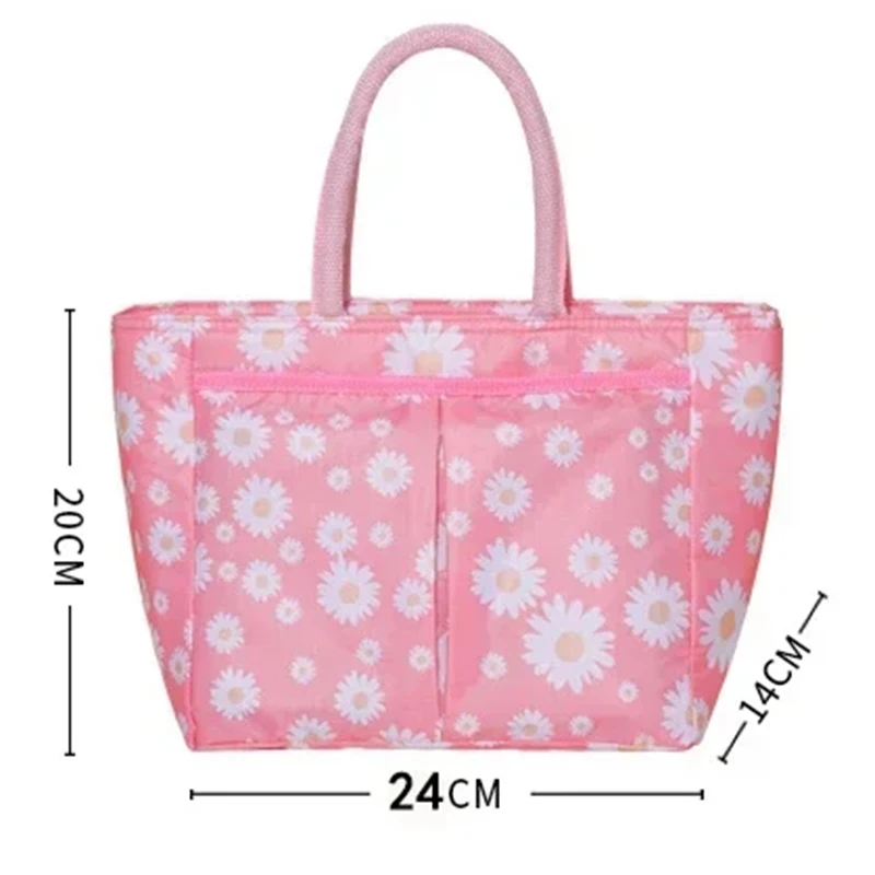 Daisy Print Children\'s Lunch Bag Thermal Insulation Bags Student Bento Organizer Pouch Picnic Tote Men Women Lunch Bags New