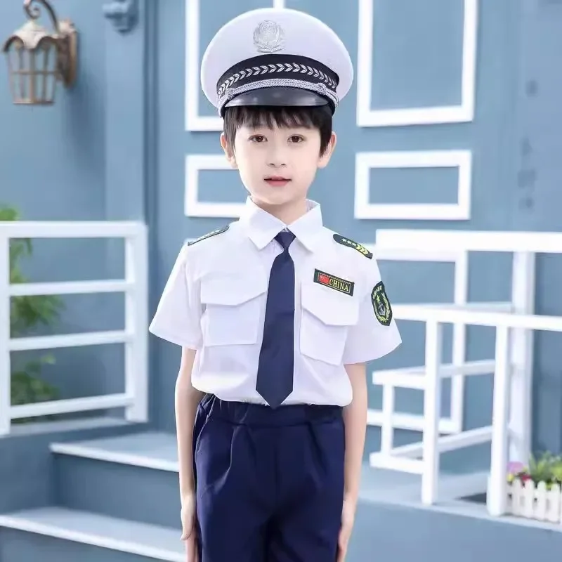 Fato de desempenho da marinha infantil uniforme de piloto infantil, terno de jardim de infância, força aérea da escola primária, novo estilo