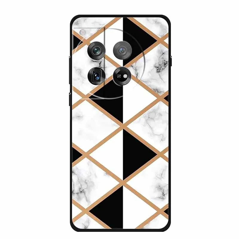 حافظة رخامية لهاتف OnePlus Ace 3 حافظة فاخرة من السيليكون الناعم لهاتف OnePlus 12 OnePlus 12R لون أسود Fundas #2