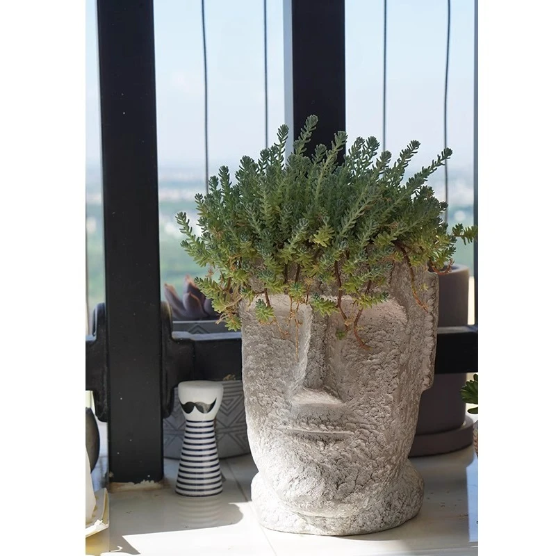 

Human Head Statue Flower Vases Retro Flower Arrangements Cement Flowerpots Home Decorations Plant Pots Plant Accessories