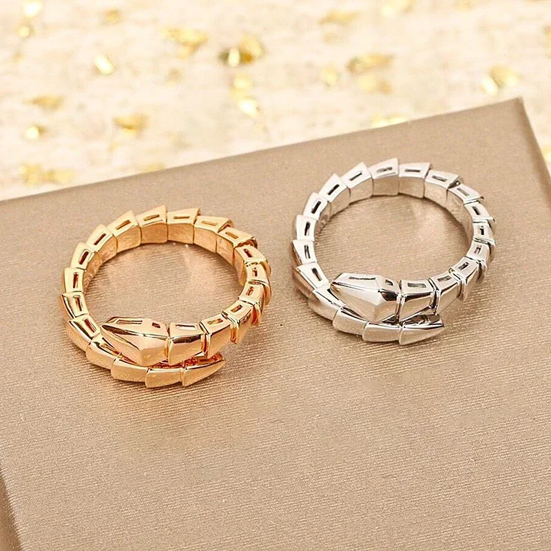 

CY Hot selling new 925 sterling Silver smooth snake bone ring ladies personality trend luxury brand jewelry party couple gift