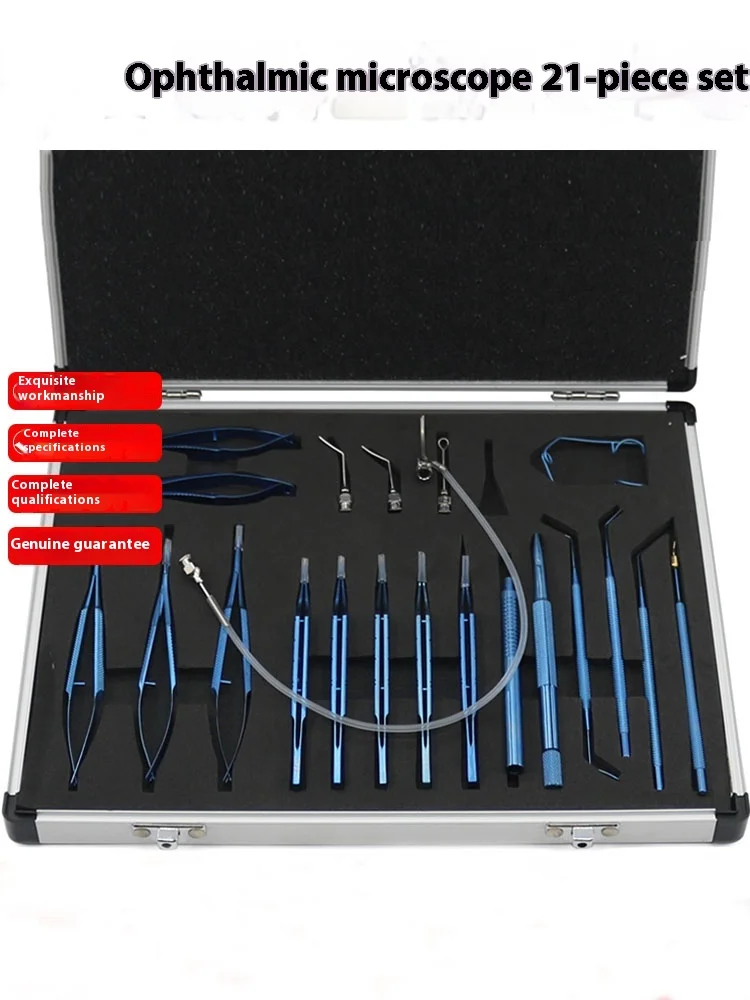 

Surgical instrument set stainless steel needle holder forceps corneal scissors ophthalmic instrument set 21 pieces