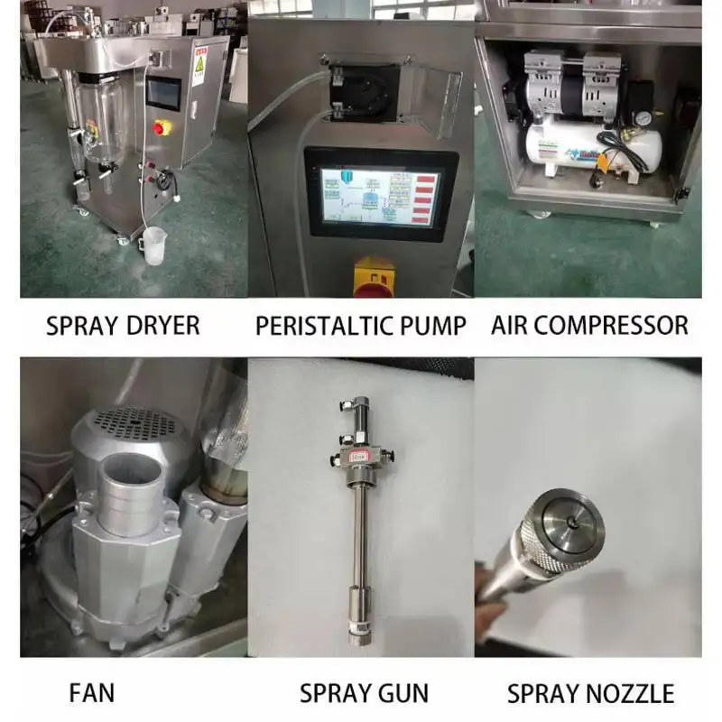 커피, 우유, 바나나 및 꿀 가루용 소형 실험실 스프레이 건조기 엔진 펌프