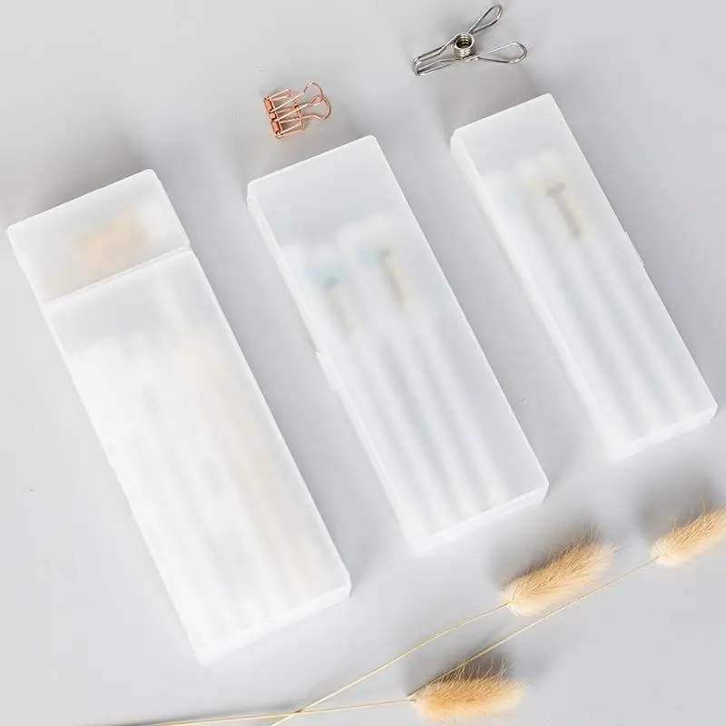 Matte Transparent Pencil Case Shockproof Hard Plastic Pen Storage Box for School Office Student Stationery Supplies