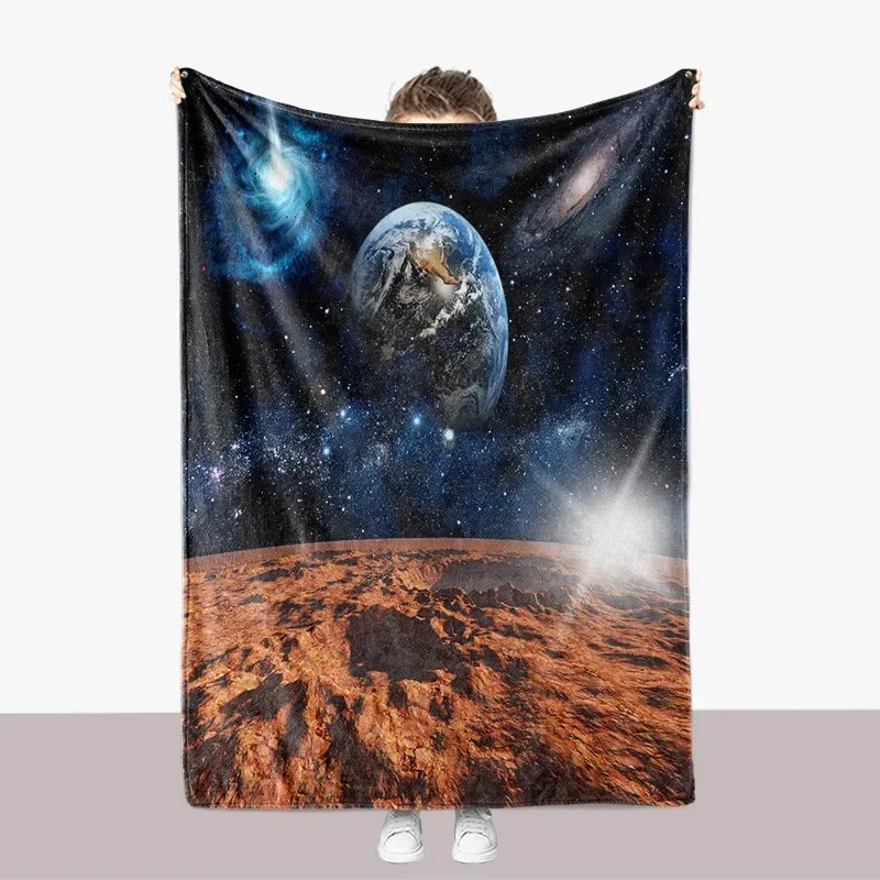 Alien Universe Starry Sky Series Pattern Flannel Throw Blanket Soft Warm Mystery Home Office Decor King Queen Size Kid Teen Gift