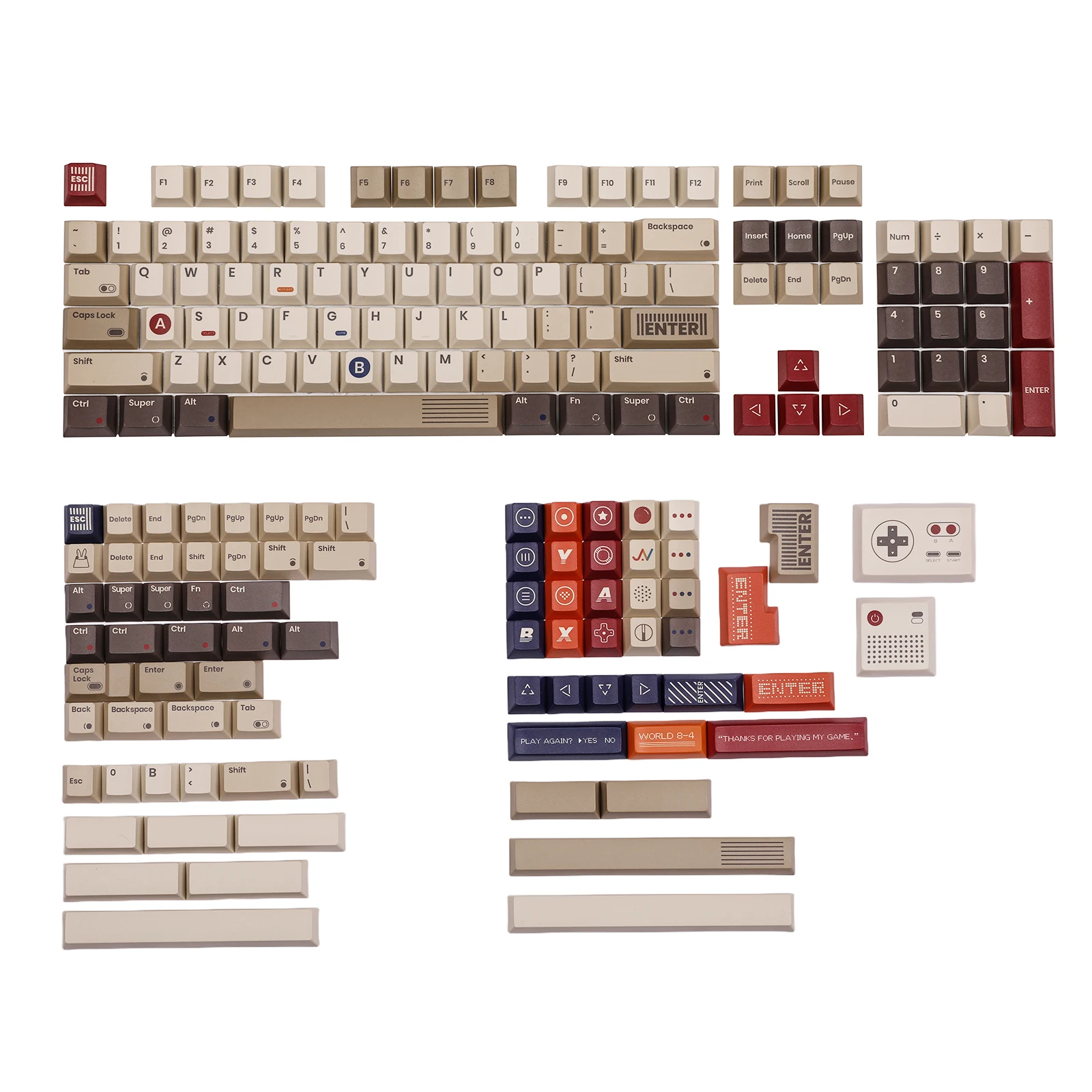 

80Retros GAME 1989 Keycap Set 185 Keys Cherry Profile 5-Side Dye Sublimation PBT Full Keycaps Set custom keycap retro