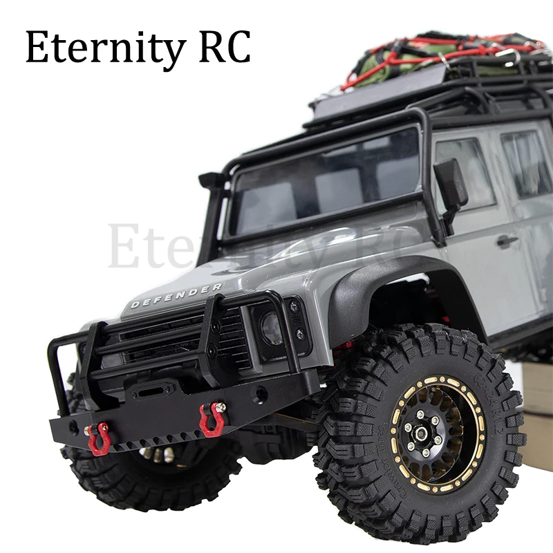 牽引フック付きメタルフロントおよびリアバンパー、TRX4M ディフェンダー、1/18 RC クローラー、車のアップグレードパーツ、アクセサリー