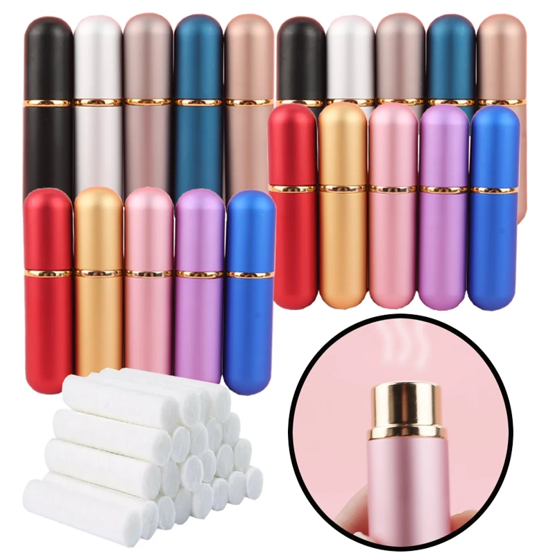 20/30/50 sets Empty Colorful Metal Nasal Inhalers for Essential Oils Aromatherapy Blank Aluminum Tubes with Replacement Wick