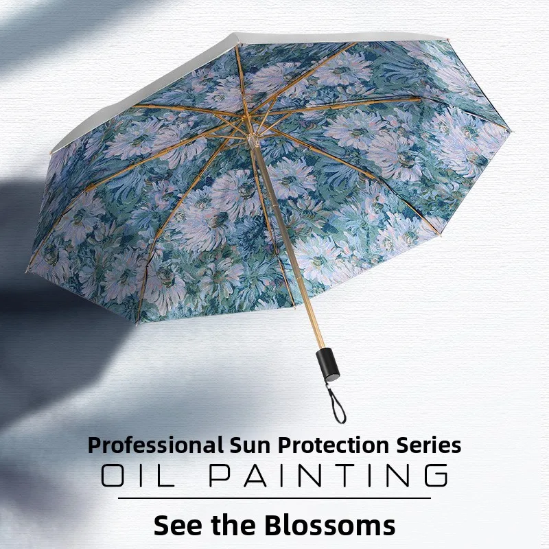 

Зонт-парасоль Amaro Titanium Silver Black Glue с двойным слоем для масляной живописи, суперпрочный, с защитой от УФ-излучения, женский, UPF50