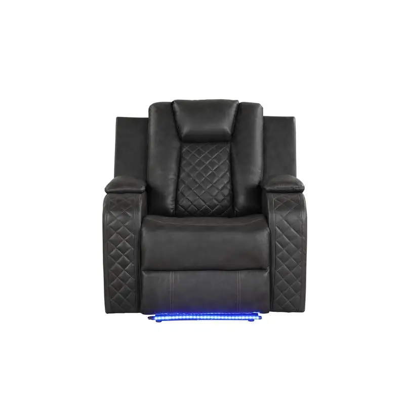 Gray Faux Leather LED Power Recliner Chair G150109060 NJ Inventory