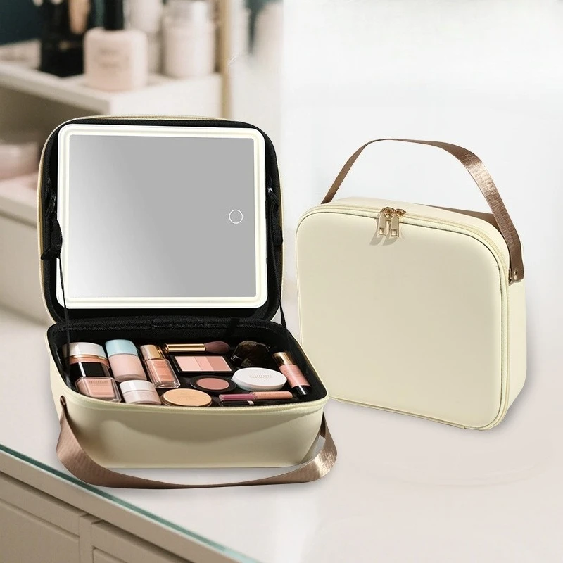 

New High-quality Makeup Collection and Brush Bag with LED Lights, Convenient Folding Beauty Storage Travel Bag