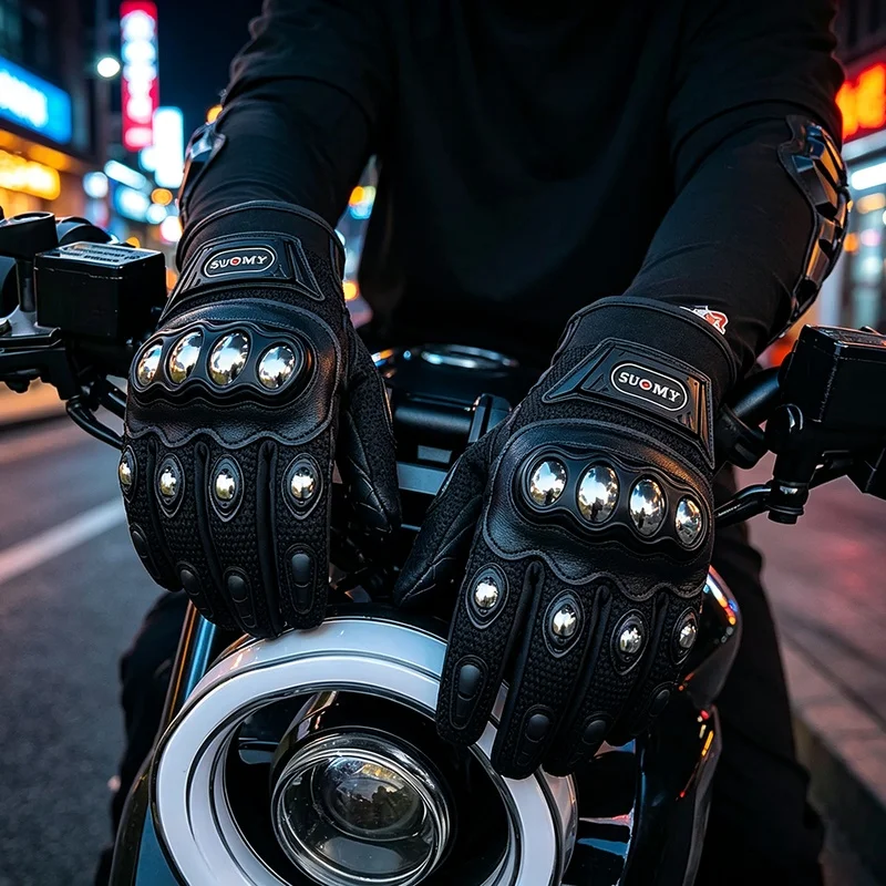 SUOMY Motorcycle Gloves Breathable Stainless Steel Knuckle Guard Anti-Fall Touch Screen Riding Glove For City Street Scooter
