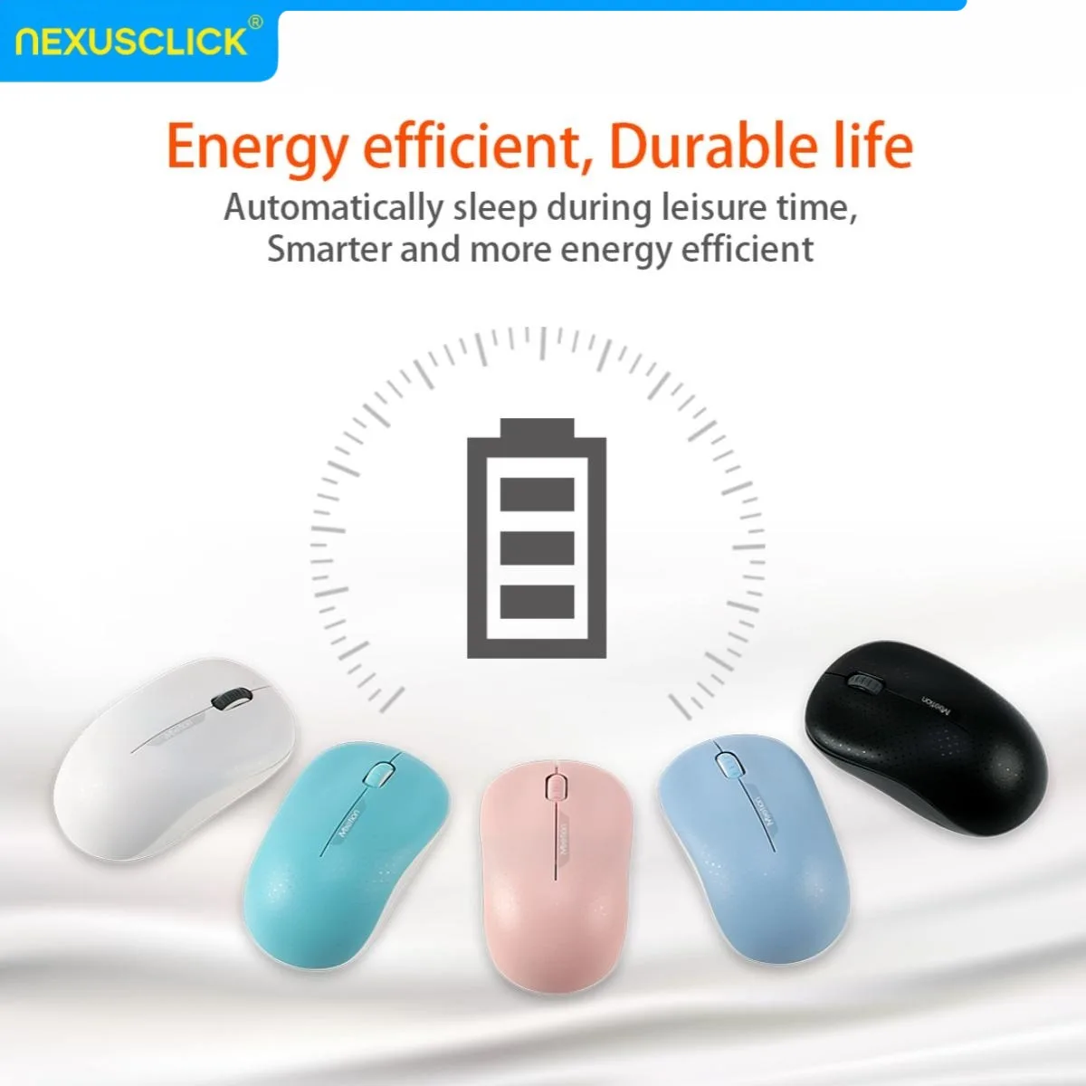 NexusClick Ergonomic student Silent Wireless Mouse,USB Receiver Included,Energy Saving Computer Mouse,5M Click Life for Home Use