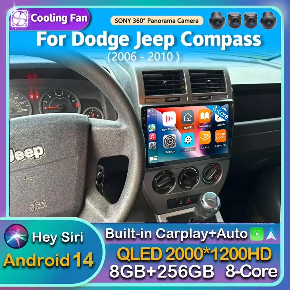 

Android 14 Carplay Auto WIFI For Dodge Caliber Jeep Compass 1 MK Patriot 2006-2010 Car Radio Multimedia Player GPS Stereo 2DIN