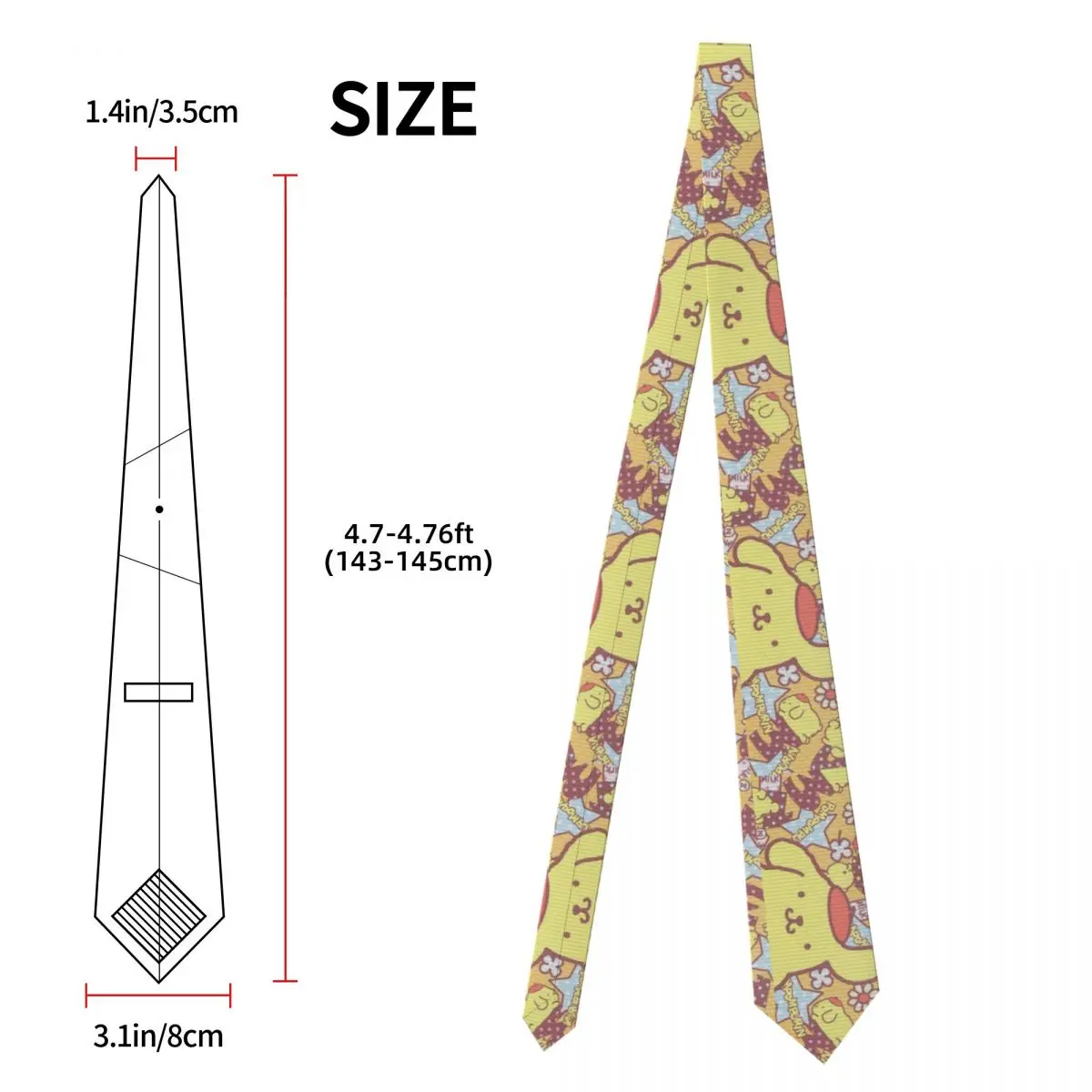 Kawaii Pom Pom Purin Stropdassen Unisex 8cm Cartoon Stropdas voor Mannen Zijde Brede Accessoires Das Bruiloft Accessoires Zakelijk