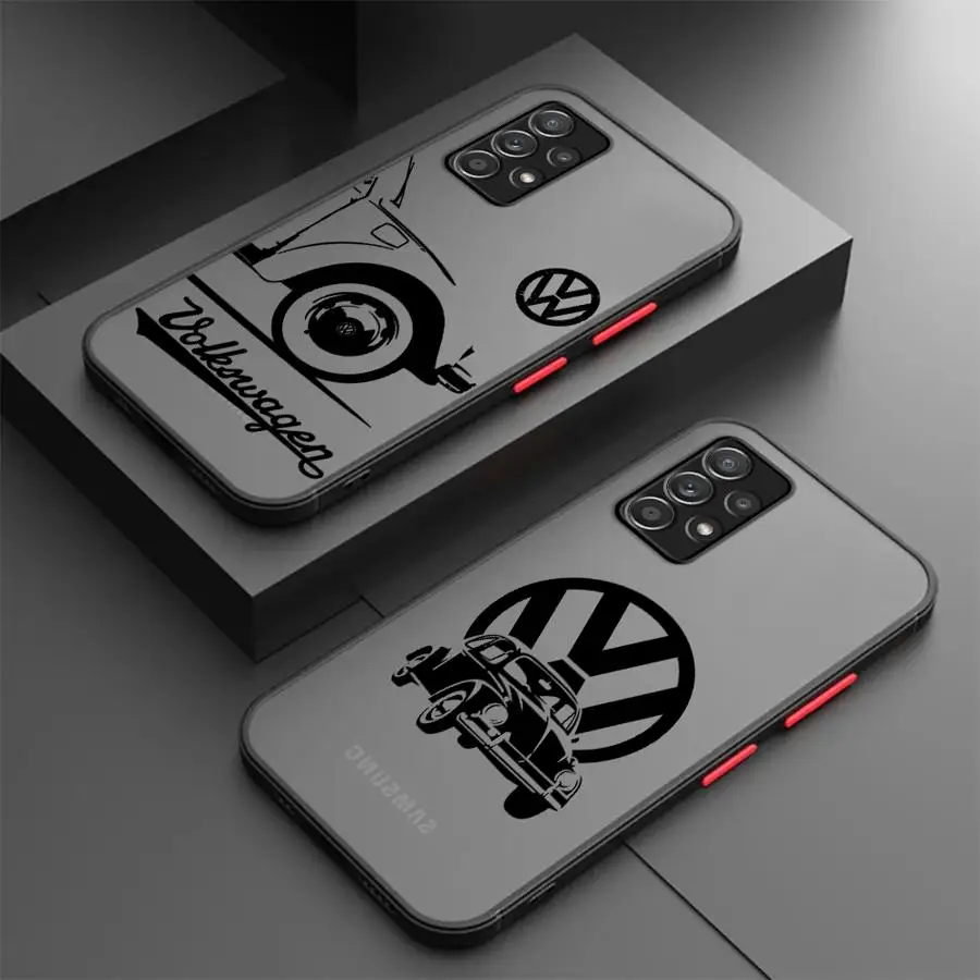 V-VW Cars Logo Phone Case for Samsung Galaxy A21s A14 A12 A13 A23 A15 A33 A34 A22 4G 5G A24 A25 A32 A35 A73 5G Cover