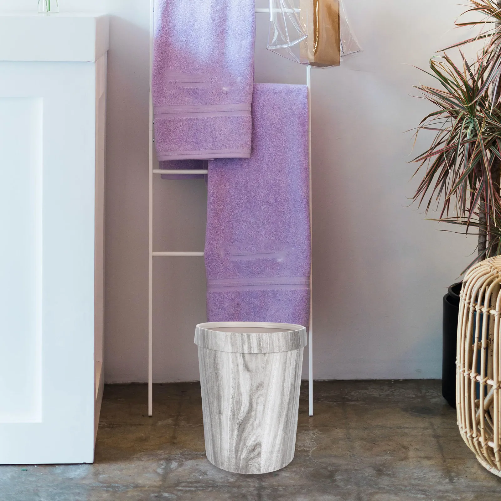 

Винтажная мусорная корзина в ретро-стиле с имитацией древесного узора, контейнер для мусора для дома, экономия места, для кухни и гостиной