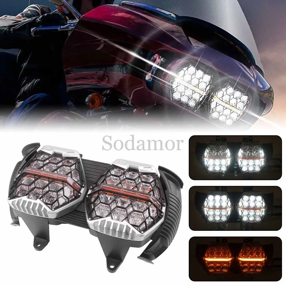 

Motorcycle Accessories Headlight Assembly LED Headlamp Hi/Lo Beam Amber DRL For Harley Touring Road Glide CVO ST FLTRXSTSE 2024