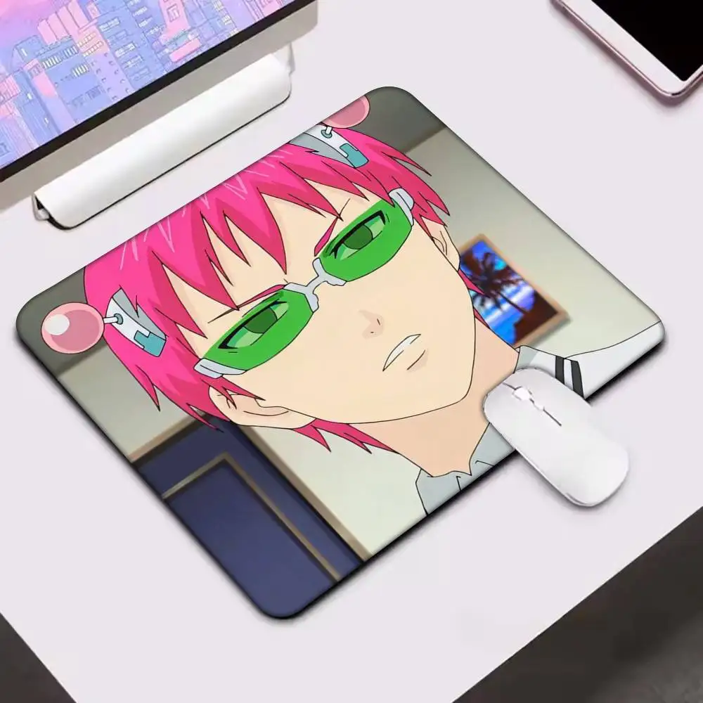 Anime Role Saiki K Chibi Mousepad Small LockEdge For Gamers Computer Desk Pad Rectangular Anti-slip Rubber