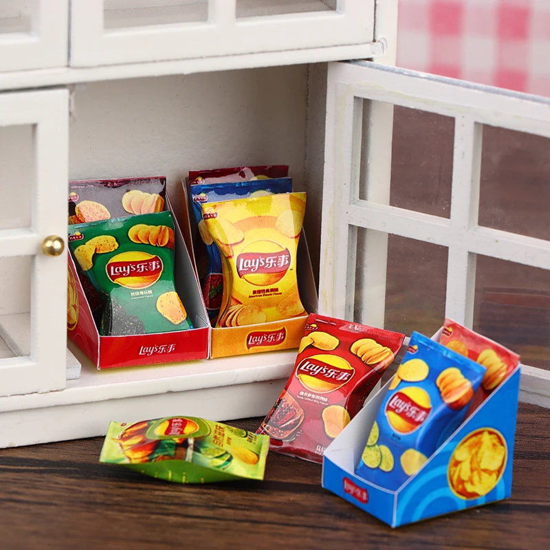 

1Pc 1:12 Dollhouse Mini Food Play Miniature Simulation Potato Chips Supermarket Snack Model Children's Toys