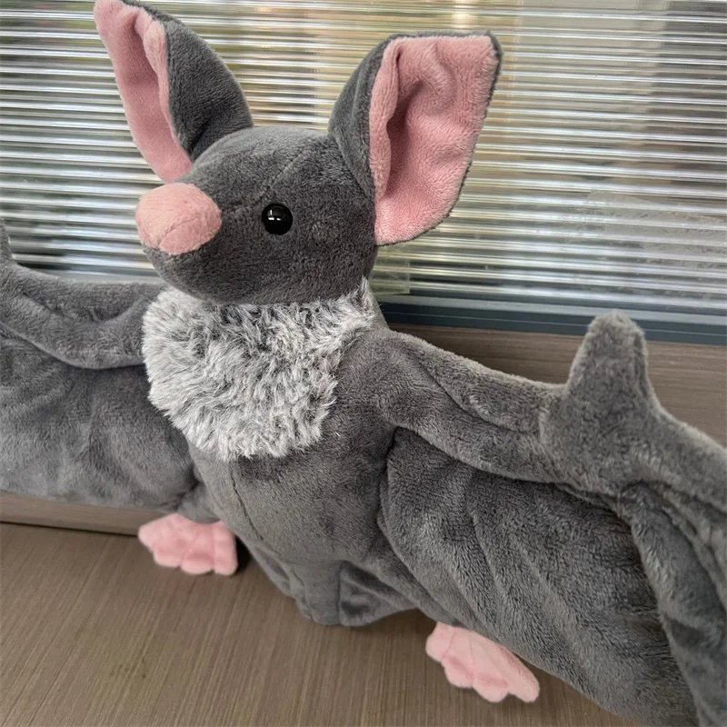 Halloween Grey Bat Plush Toy Stuffed Animal Doll Soft Throw Pillow Scare Home Decoration Fans Girls Boys Birthday Christmas Gift
