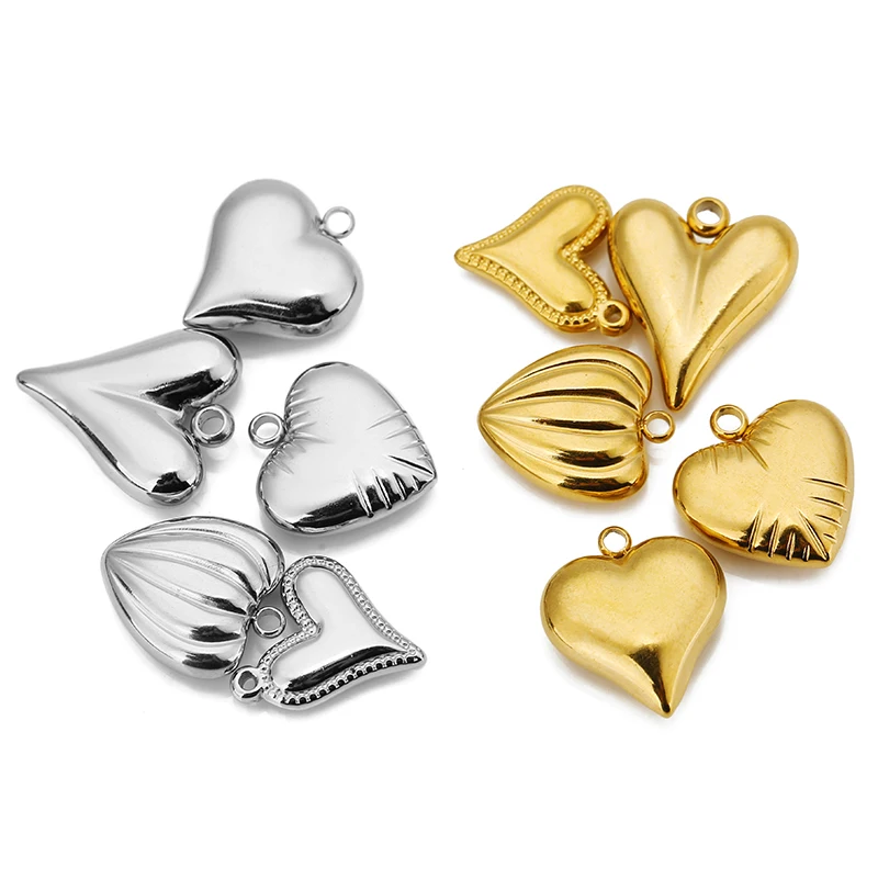 5pcs Stainless Steel Solid Big Heart Charms Pendants for DIY Drop Earrings Making Jewelry Findings Necklace Bracelets Supplies