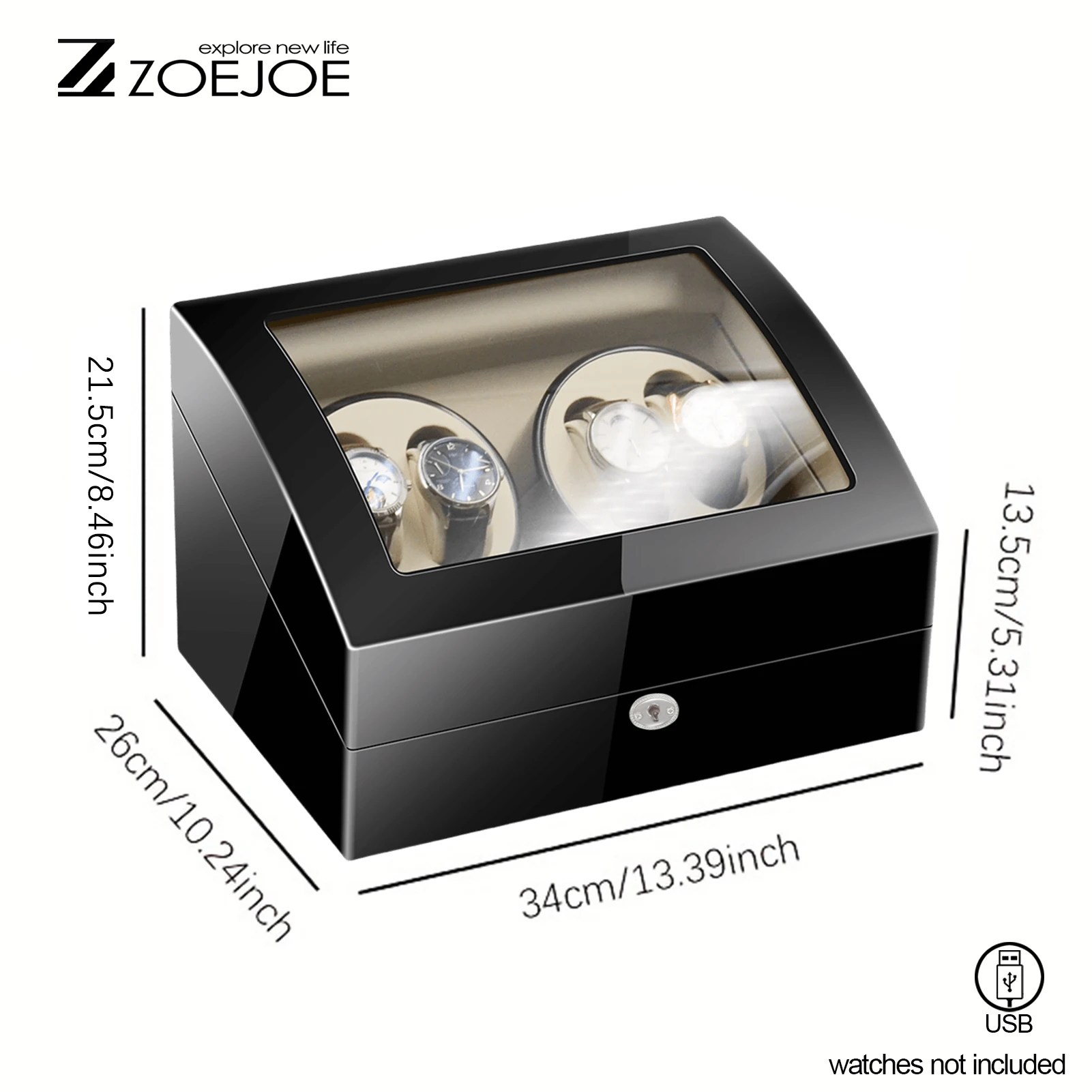 ZOEJOE 4 + 6 слотов, автоматическое устройство для намотки часов для мужчин, безопасная коробка для часов с ключом, стукается, более плавно работать, намоточные устройства для часов для дома