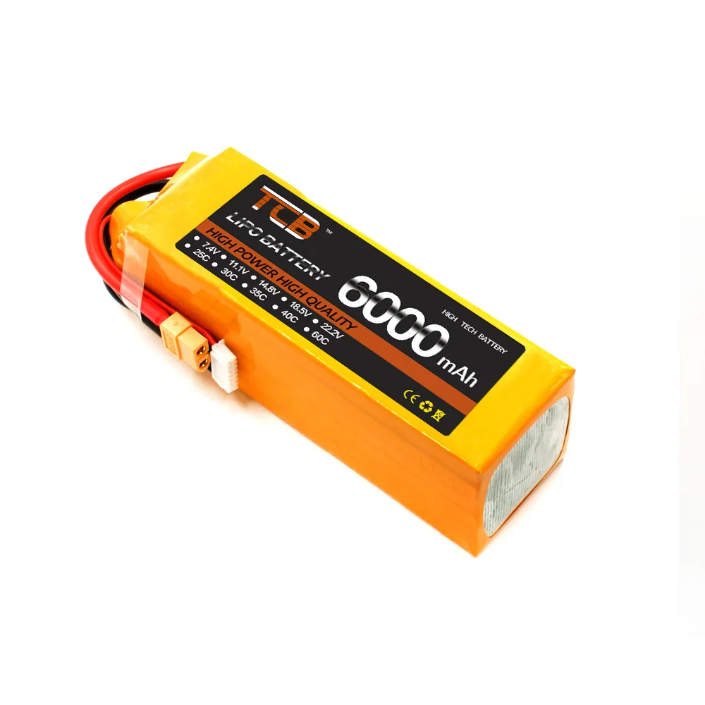 Nieuwe Tcb Lithium Batterijen 6S 22.2V 6000Mah 30c 60c Rc Drone Lipo Batterij Voor Rc Vliegtuig Helikopter Quadrotor Auto Boot Vliegtuigen