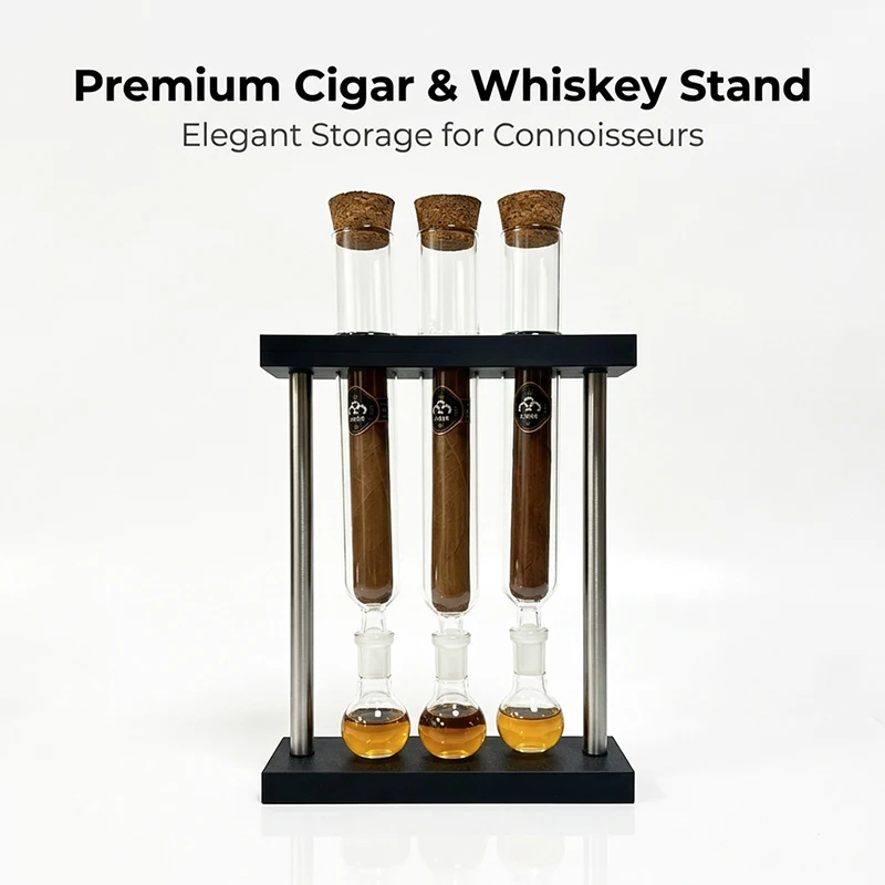PETG Cigar Tubes Humidor Sets with Cigar Flavor Infuser Ball Base & Wooden Plug Cigar Incense Glass Tube Set Chrismas Gifts